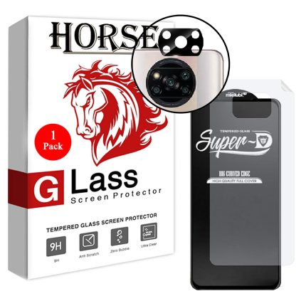 محافظ صفحه نمایش هورس مدل 3SNF-Glass  مناسب برای گوشی موبایل شیائومی Poco X3 Pro به همراه محافظ پشت گوشی و محافظ لنز دوربین