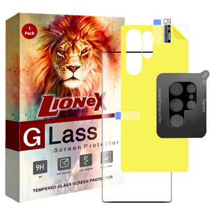 محافظ صفحه نمایش لایونکس مدل 3FNF مناسب برای گوشی موبایل سامسونگ Galaxy S22 Ultra به همراه محافظ پشت گوشی و محافظ لنز دوربین