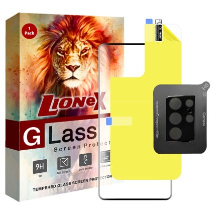 محافظ صفحه نمایش لایونکس مدل 3FNF مناسب برای گوشی موبایل سامسونگ Galaxy S21 Ultra به همراه محافظ پشت گوشی و محافظ لنز دوربین